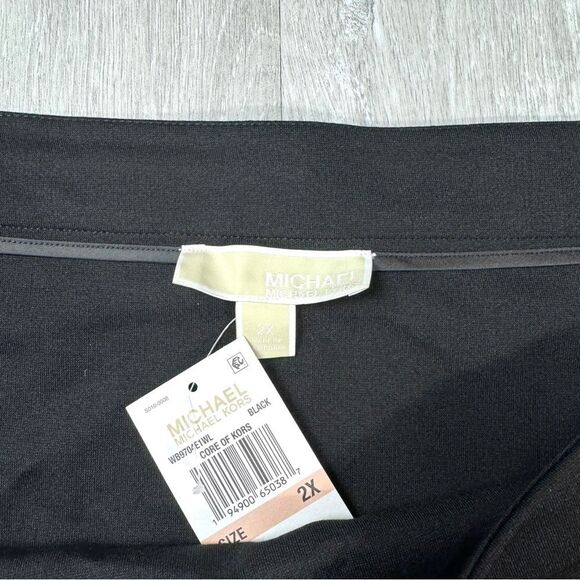 Michael Kors Leather Trim Black Tulip Skirt 2X - Picture 3 of 6